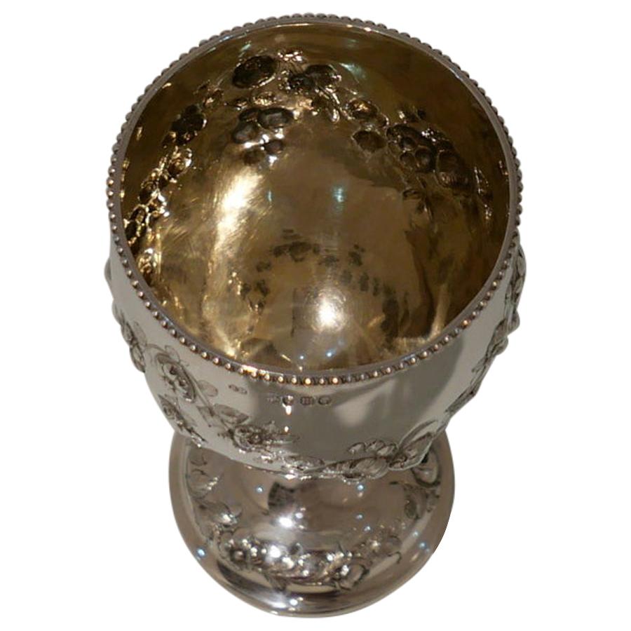 19th Century Antique Victorian Sterling Silver Wine Goblet London 1867 R Harper For Sale