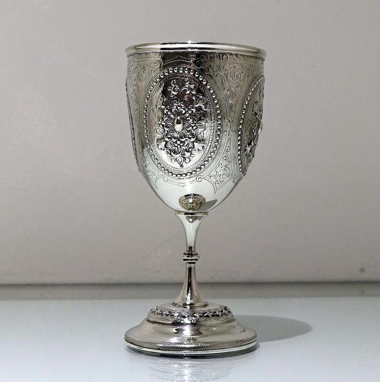 19th Century Antique Victorian Sterling Silver Wine Goblet London 1871 ...