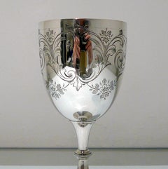 19th Century Antique Victorian Sterling Silver Wine Goblet Sheffield, 1887
