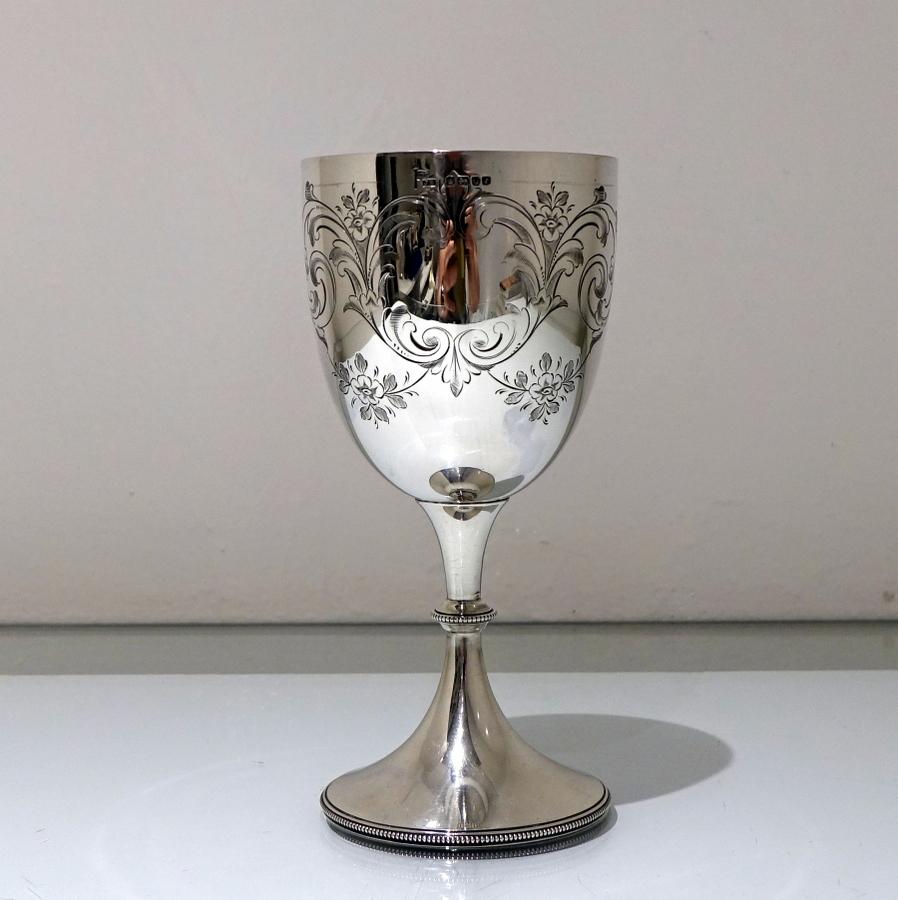 British 19th Century Antique Victorian Sterling Silver Wine Goblet Sheffield, 1887 For Sale