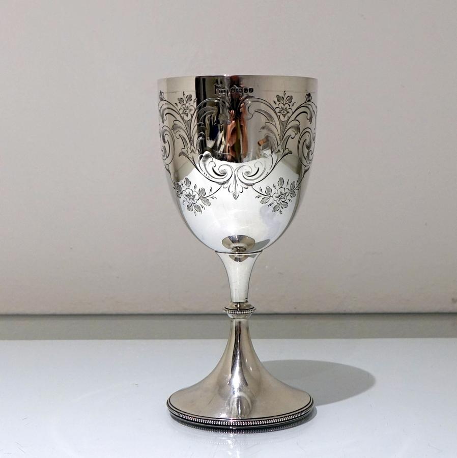 19th Century Antique Victorian Sterling Silver Wine Goblet Sheffield, 1887 In Good Condition For Sale In 53-64 Chancery Lane, London