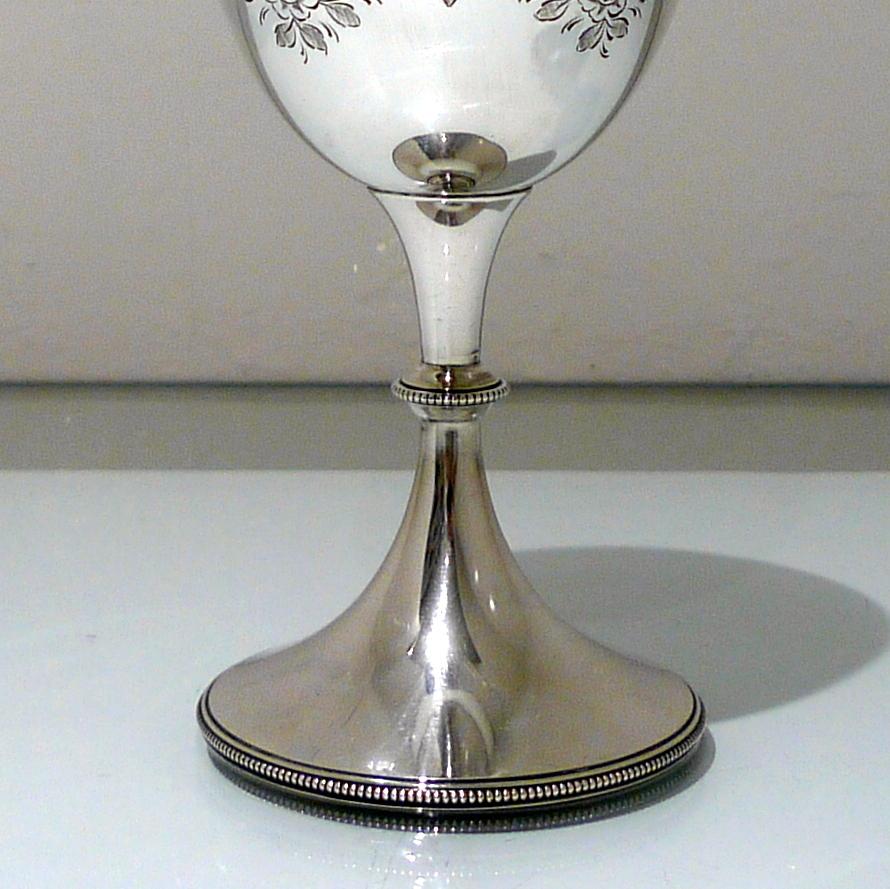 Late 19th Century 19th Century Antique Victorian Sterling Silver Wine Goblet Sheffield, 1887 For Sale