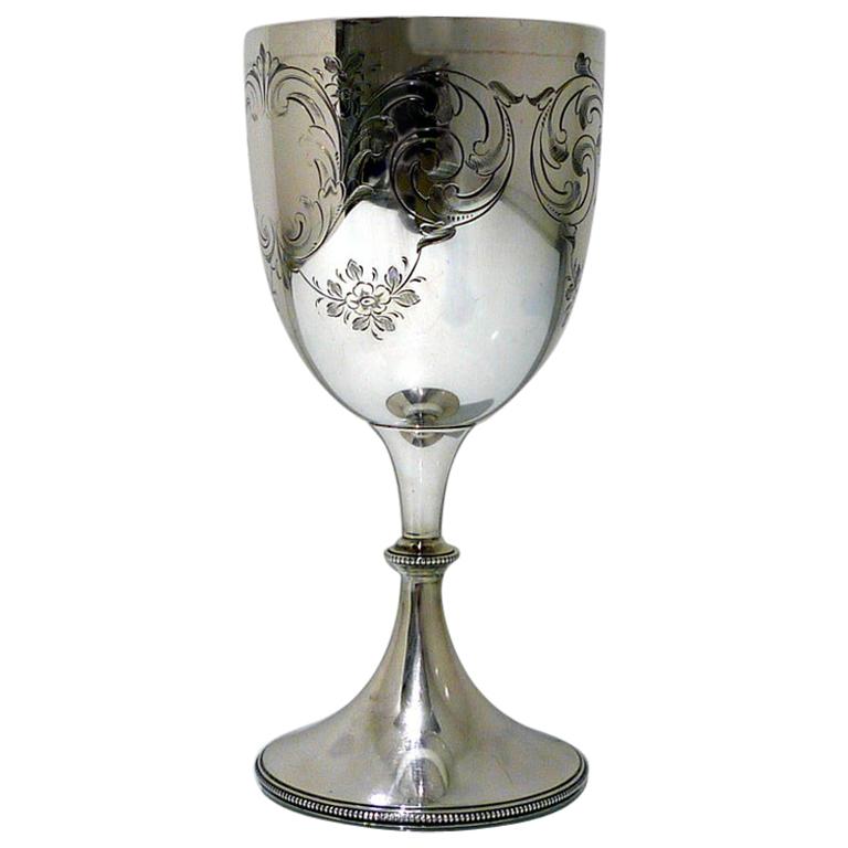19th Century Antique Victorian Sterling Silver Wine Goblet Sheffield, 1887 For Sale