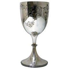19th Century Antique Victorian Sterling Silver Wine Goblet Sheffield, 1887