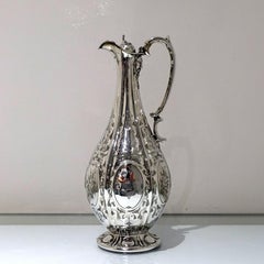 19th Century Antique Victorian Sterling Silver Wine Jug Sheff 1857 Martin Hall