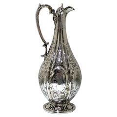 19th Century Antique Victorian Sterling Silver Wine Jug Sheff 1857 Martin Hall