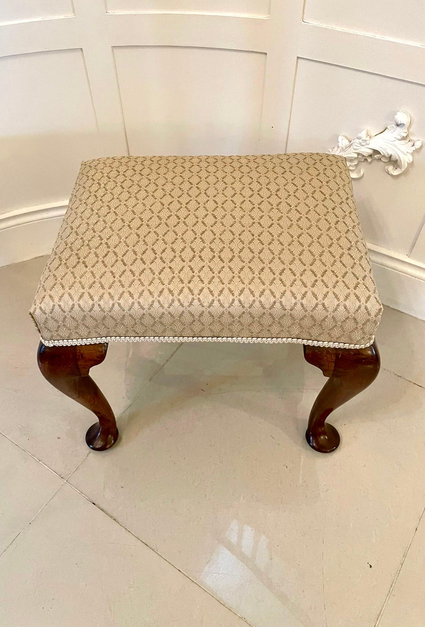 Hand-Carved 19th Century Antique Victorian Walnut Stool For Sale