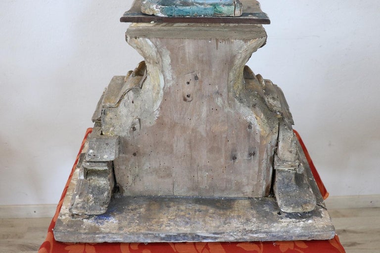 19th Century Antique Virgin Mary Sculpture in Hand Carved Wood For Sale ...