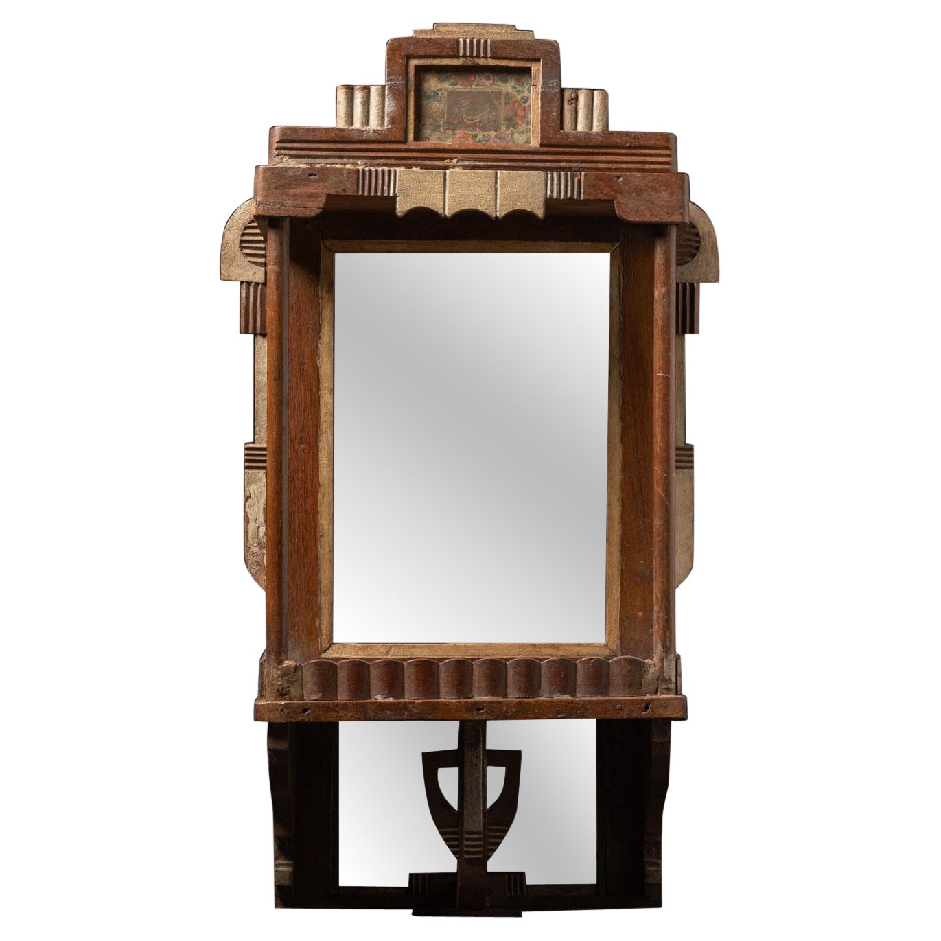 19th century Antique wall cabinet with mirror from India - OriginalBuddhas For Sale