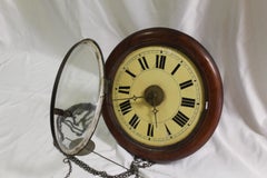19th Century Antique Wall Clock, Wood German