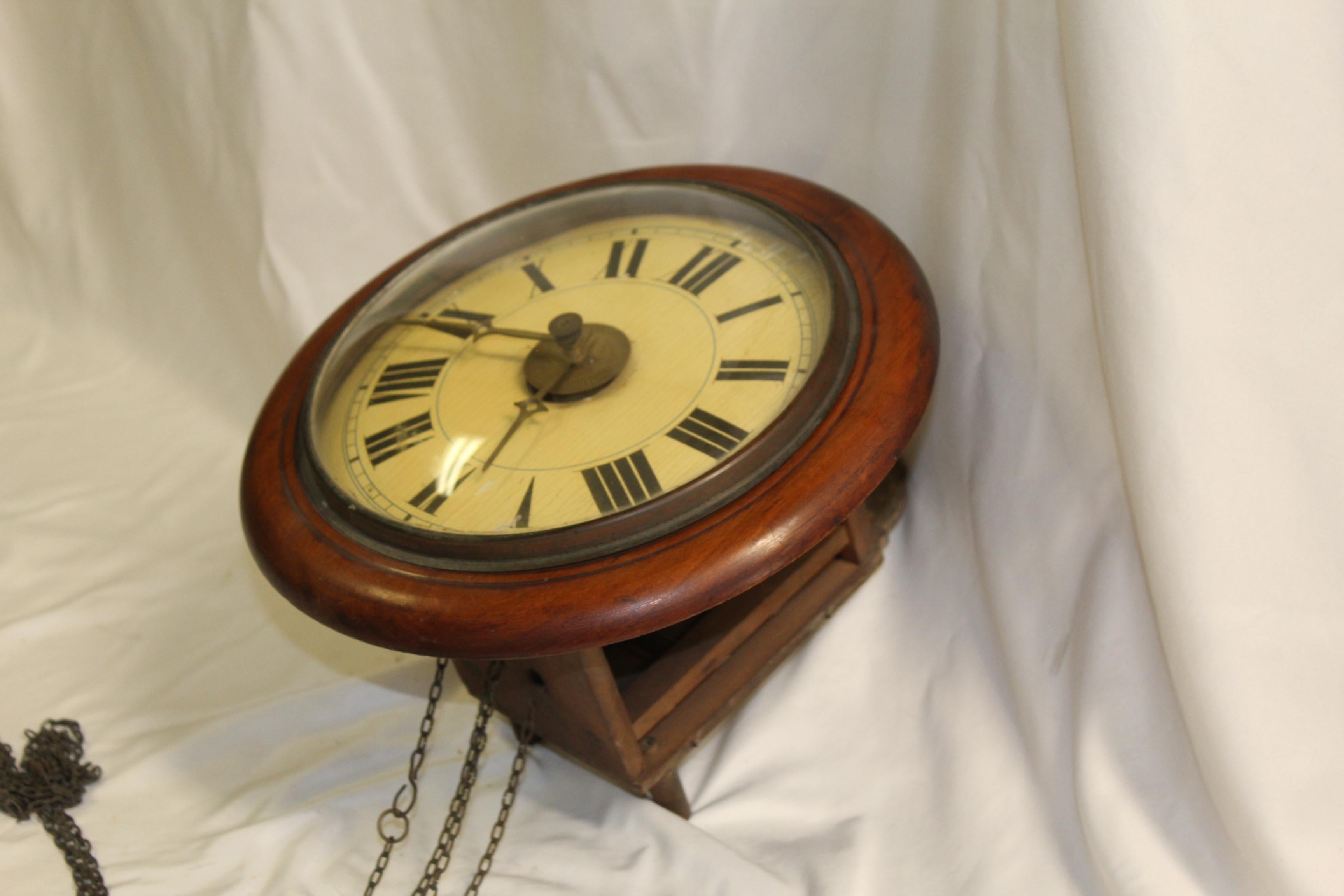 19th Century Antique Wall Clock, Wood German For Sale 2