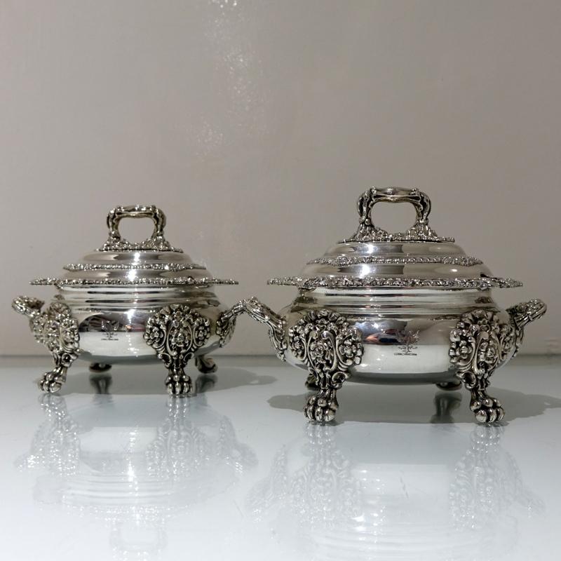19th Century Antique William IV Old Sheffield Plate Pair of Sauce Tureens, 1830 For Sale 6