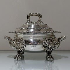 19th Century Antique William IV Old Sheffield Plate Pair of Sauce Tureens, 1830