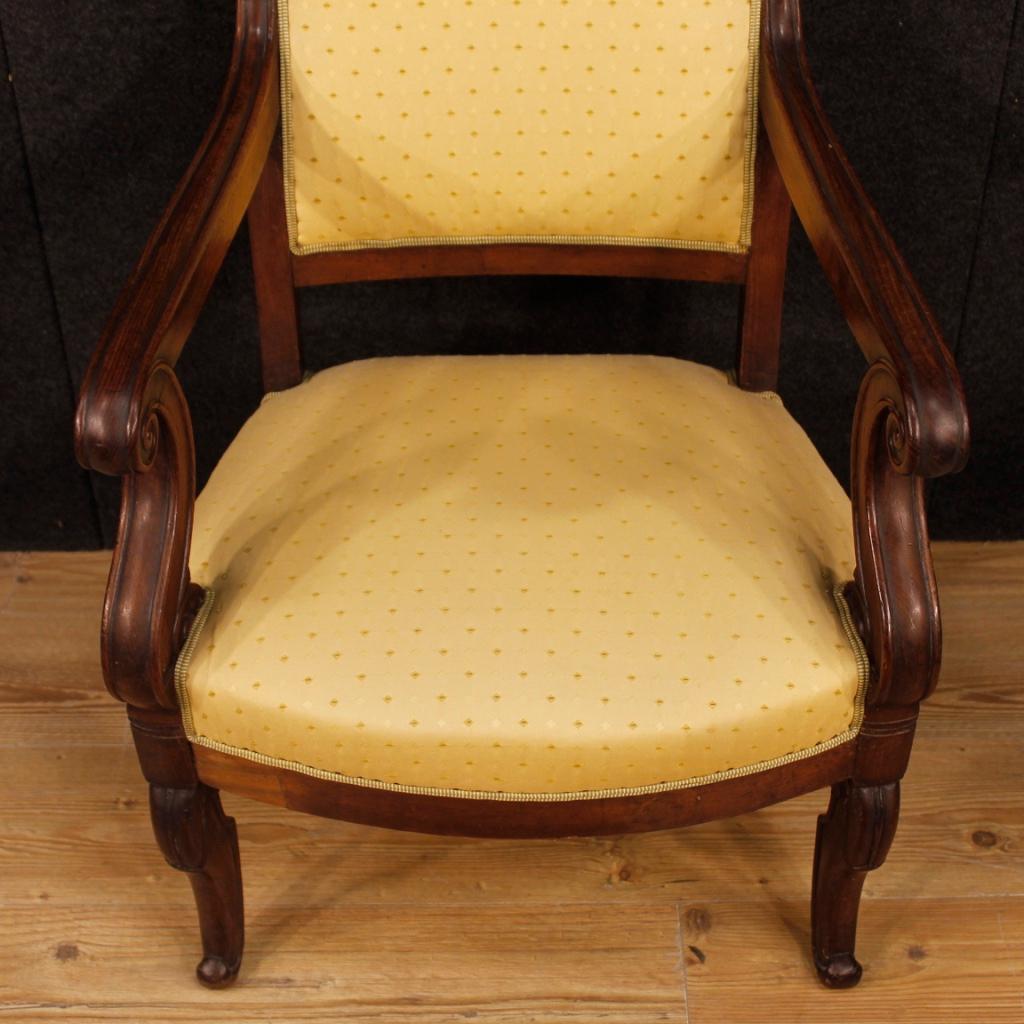 19th Century Antique Wooden and Fabric French Armchairs, 1880 6