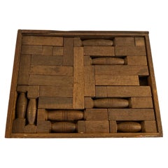 19th Century Antique Wooden Building Blocks / Game Pieces