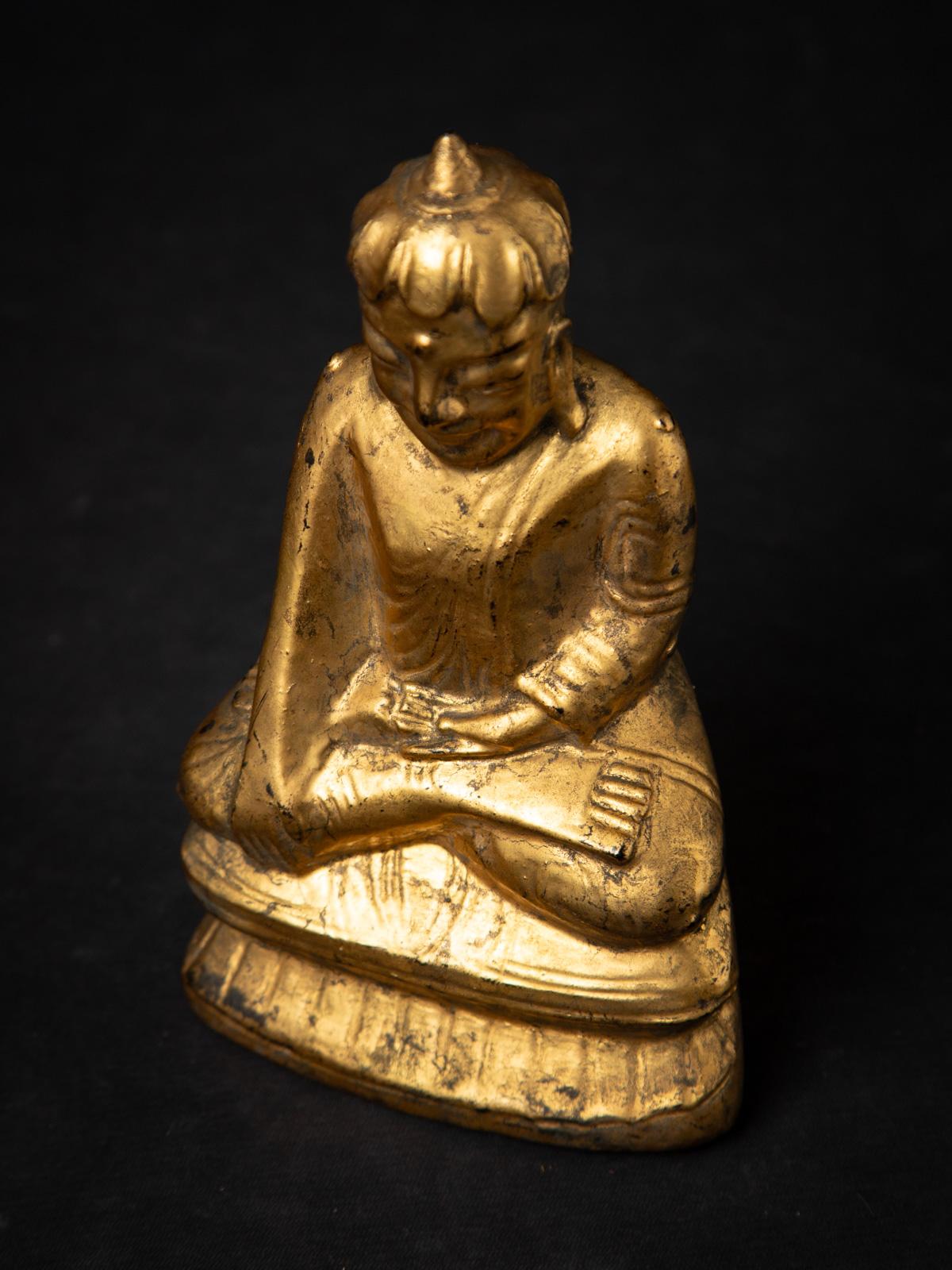 19th century Antique wooden Burmese Buddha statue from Burma For Sale 4