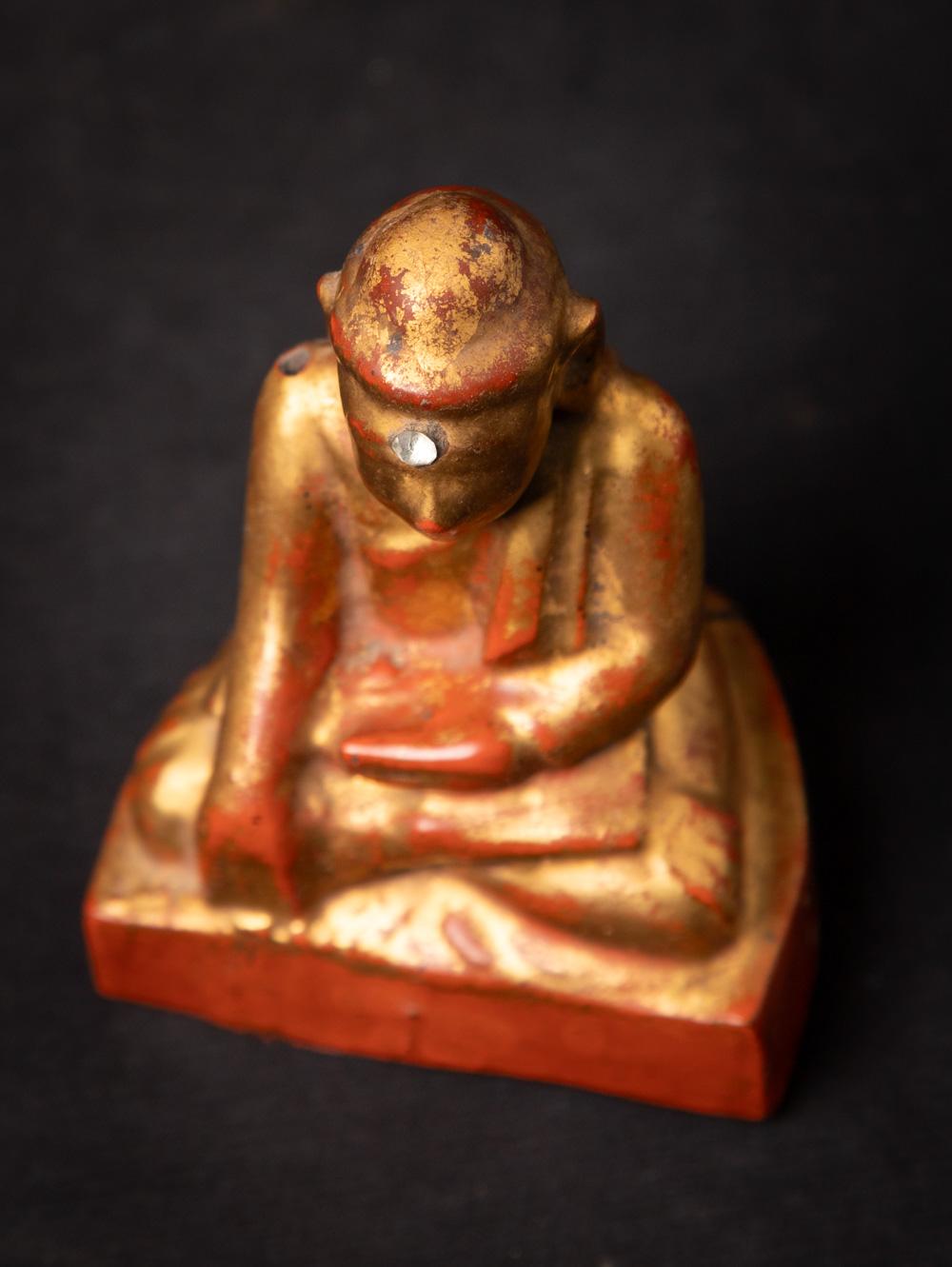 19th century Antique wooden Burmese Buddha statue from Burma For Sale 7