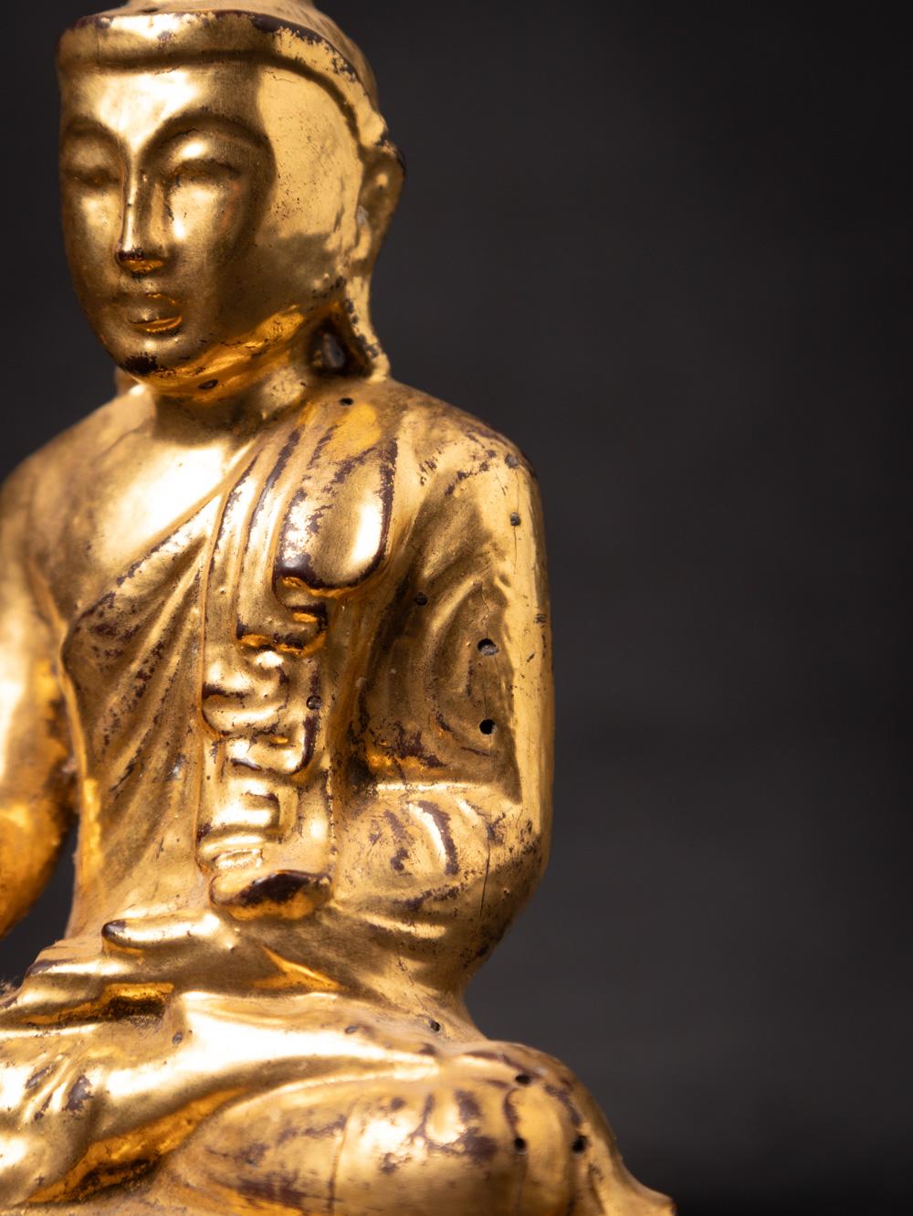 19th century Antique wooden Burmese Buddha statue from Burma 9