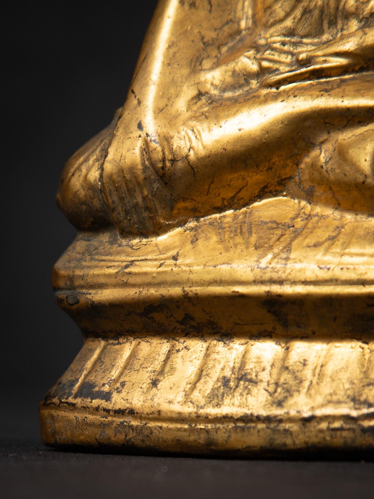 19th century Antique wooden Burmese Buddha statue from Burma For Sale 11