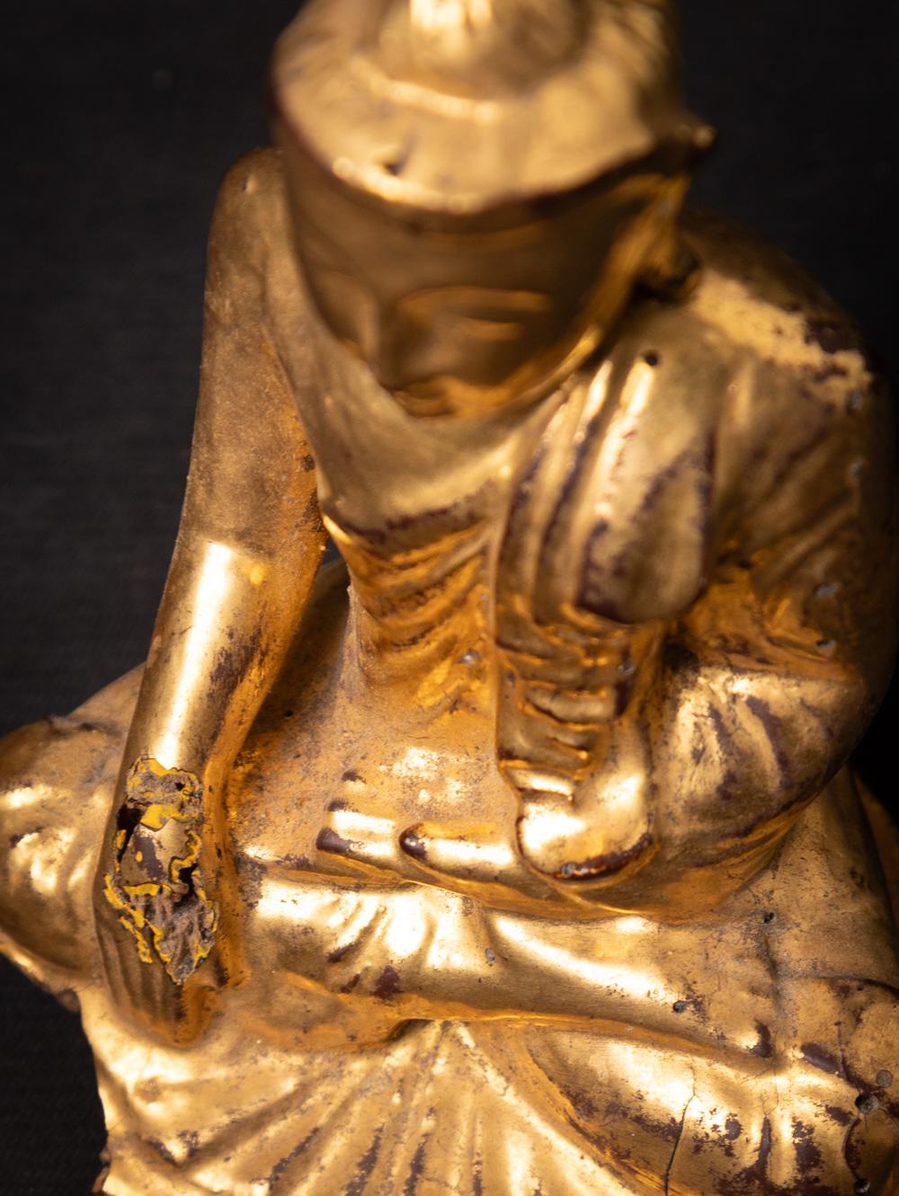 19th century Antique wooden Burmese Buddha statue from Burma 14