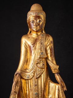 19th century Antique wooden Burmese Buddha statue from Burma
