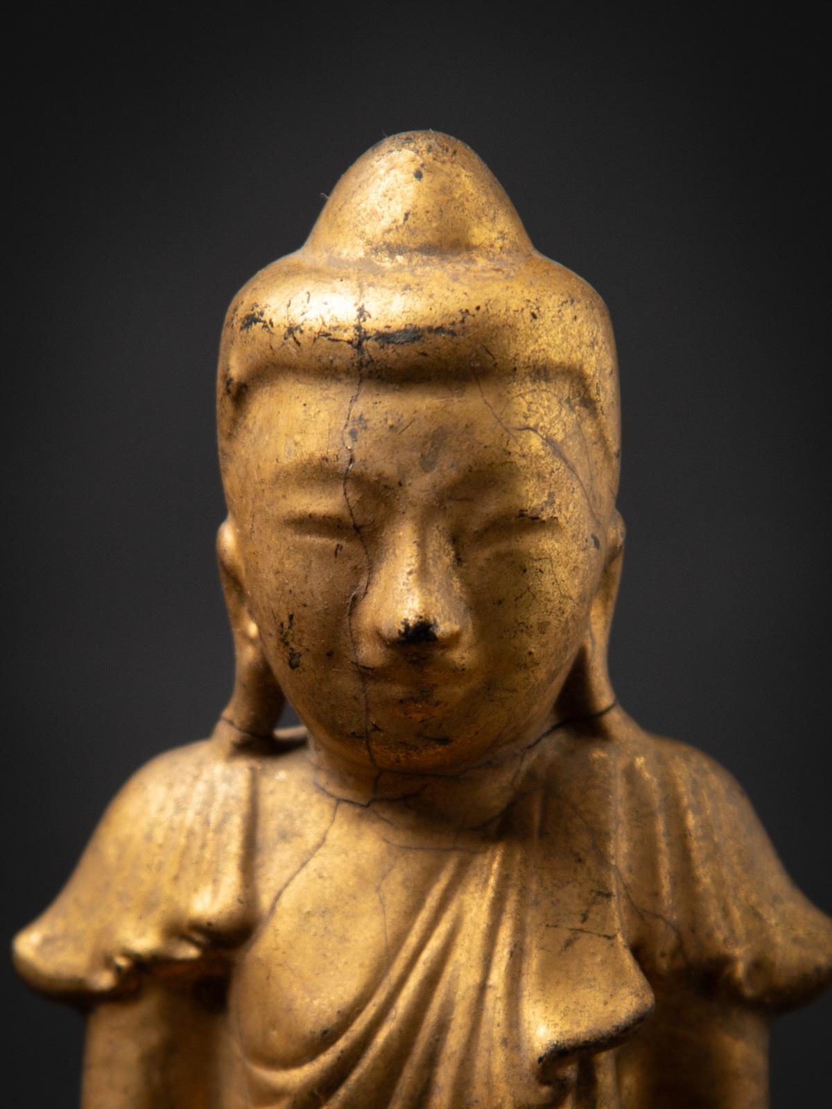 19th Century 19th century Antique wooden Burmese Buddha statue from Burma For Sale