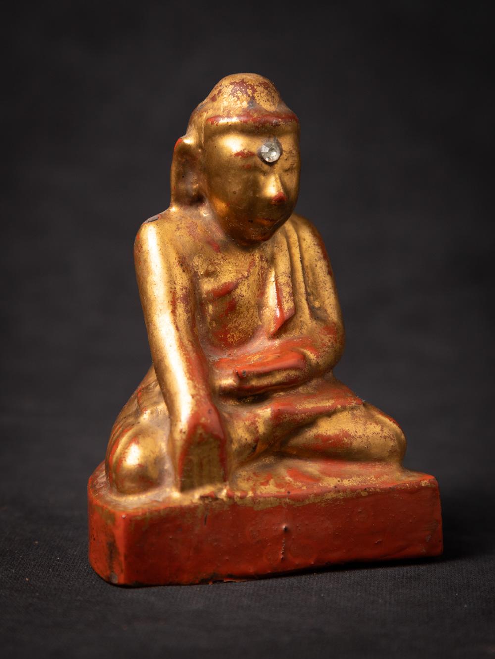 Wood 19th century Antique wooden Burmese Buddha statue from Burma For Sale