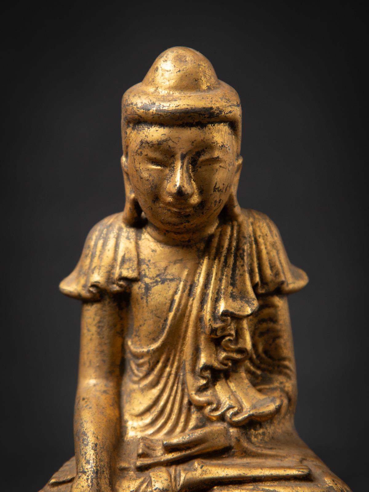 Wood 19th century Antique wooden Burmese Buddha statue from Burma For Sale