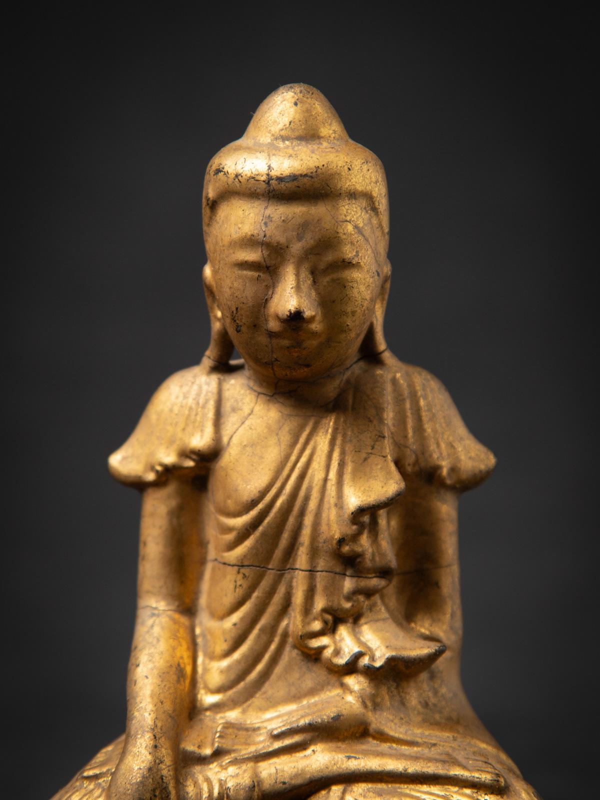 Wood 19th century Antique wooden Burmese Buddha statue from Burma For Sale