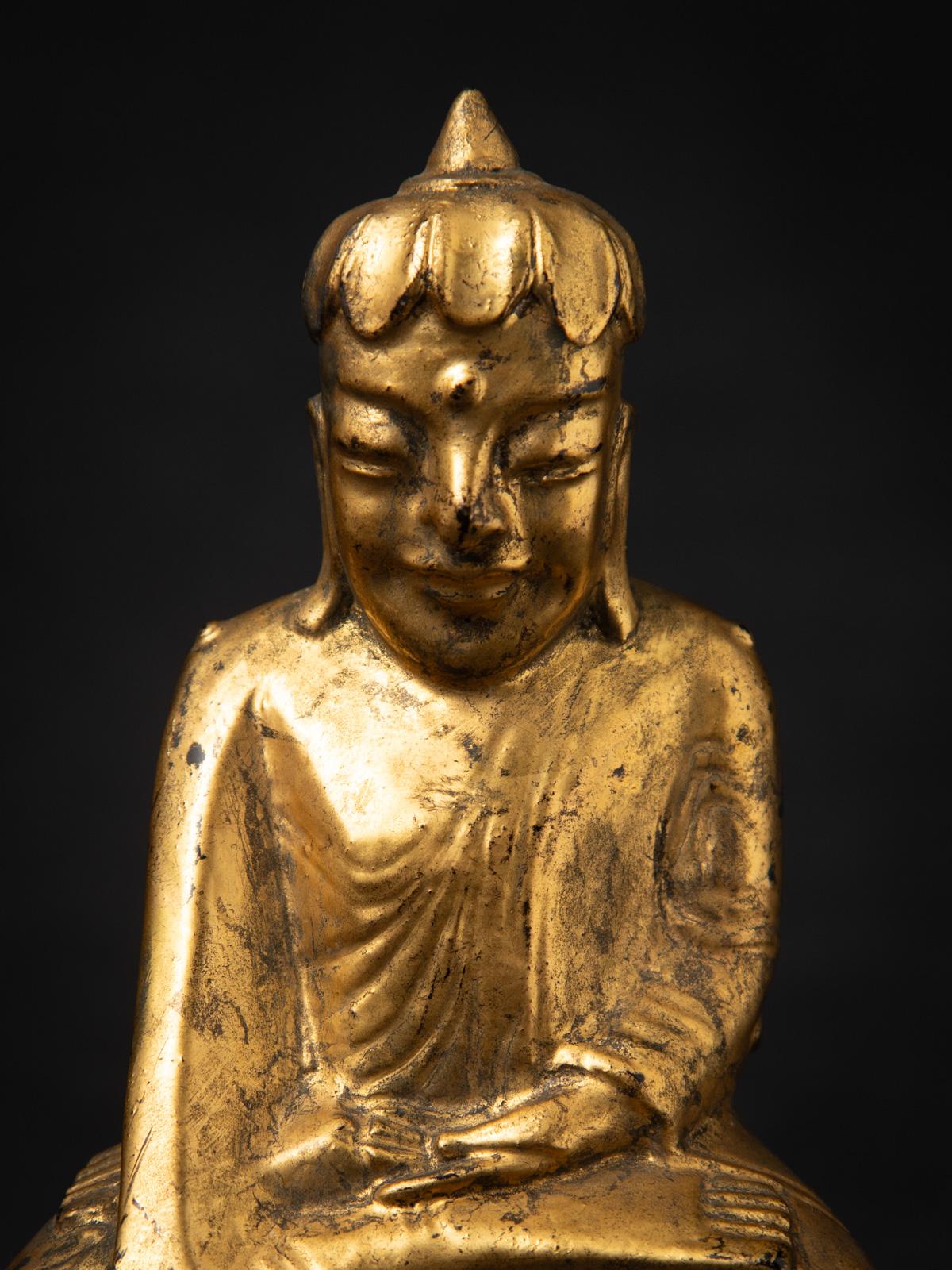 Wood 19th century Antique wooden Burmese Buddha statue from Burma For Sale