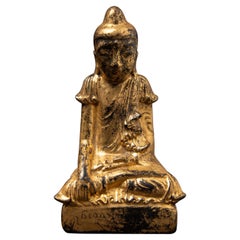 19th century Antique wooden Burmese Buddha statue from Burma