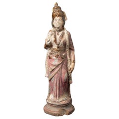 19th century Antique wooden Burmese Buddha statue from Burma