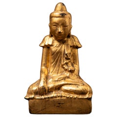 19th century Antique wooden Burmese Buddha statue from Burma