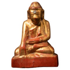 19th century Antique wooden Burmese Buddha statue from Burma