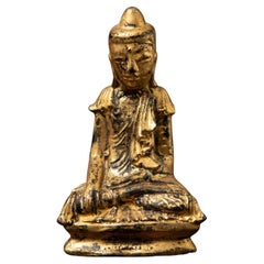 19th century Antique wooden Burmese Buddha statue from Burma