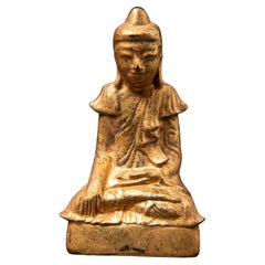 19th century Antique wooden Burmese Buddha statue from Burma