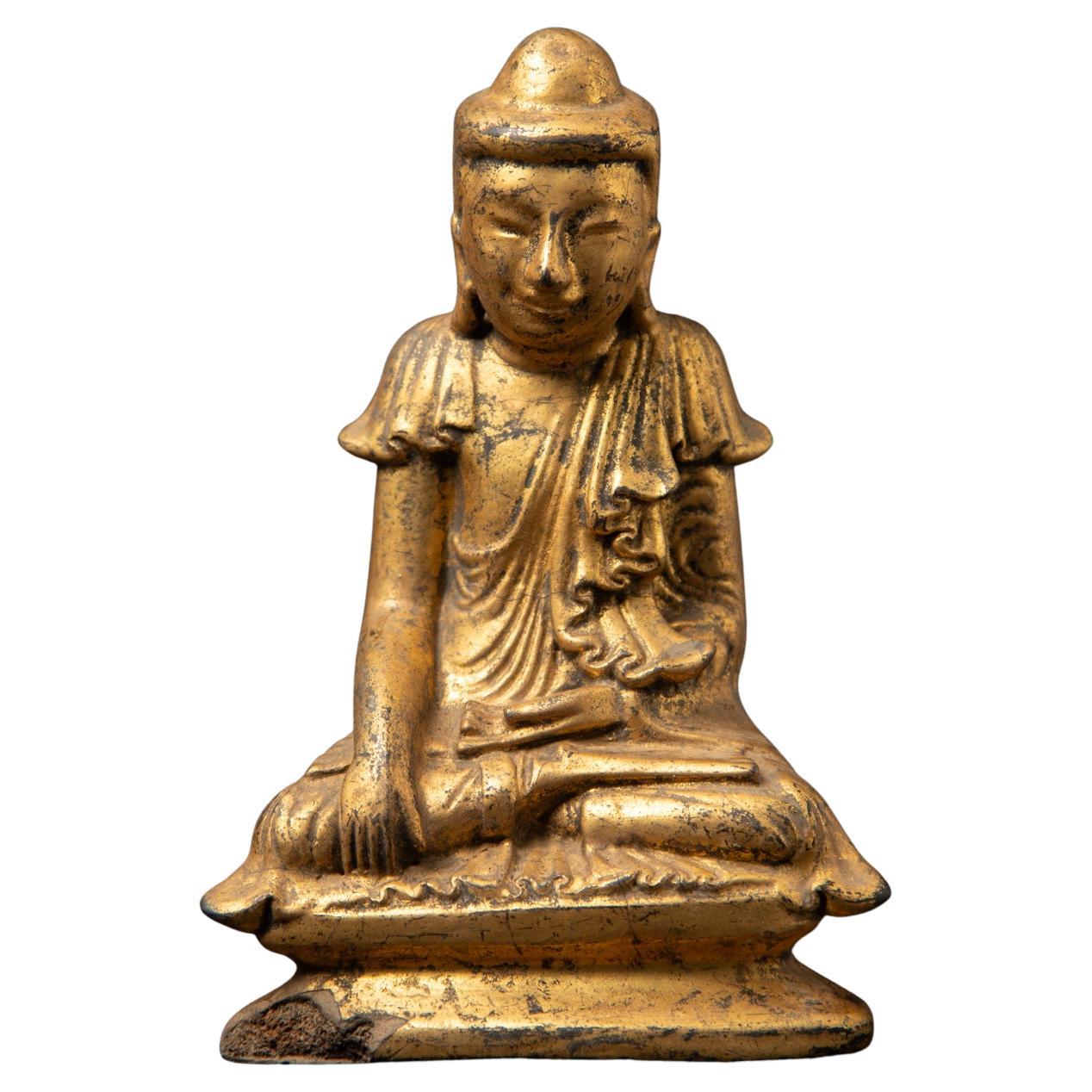 19th century Antique wooden Burmese Buddha statue from Burma