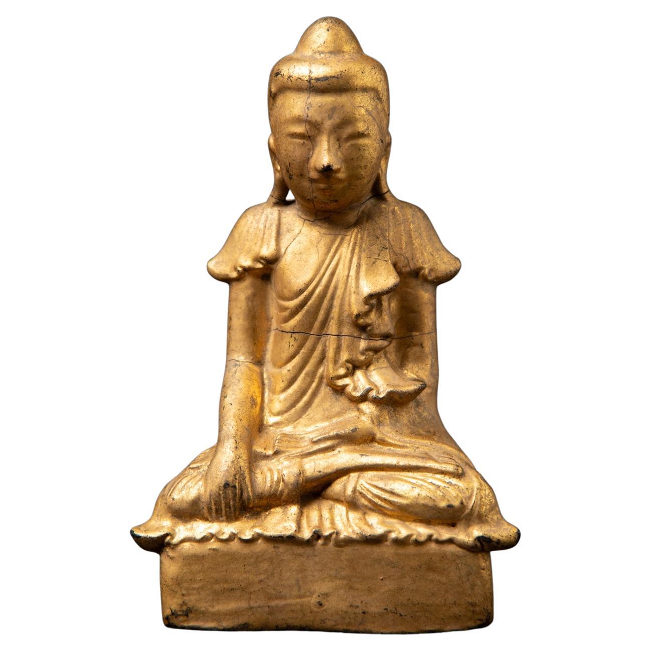 19th century Antique wooden Burmese Buddha statue from Burma For Sale