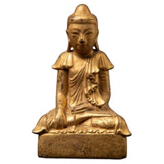 Siglo XIX Antigua estatua de Buda birmano de madera procedente de Birmania