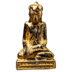 19th century Antique wooden Burmese Buddha statue from Burma