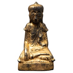 statue de Bouddha birman du 19e siècle en bois ancien de Birmanie