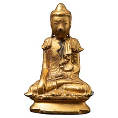 19th century Antique wooden Burmese Buddha statue from Burma