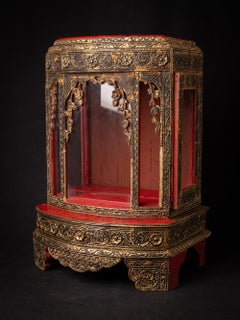 19th century antique wooden Burmese Buddha temple in Mandalay style
