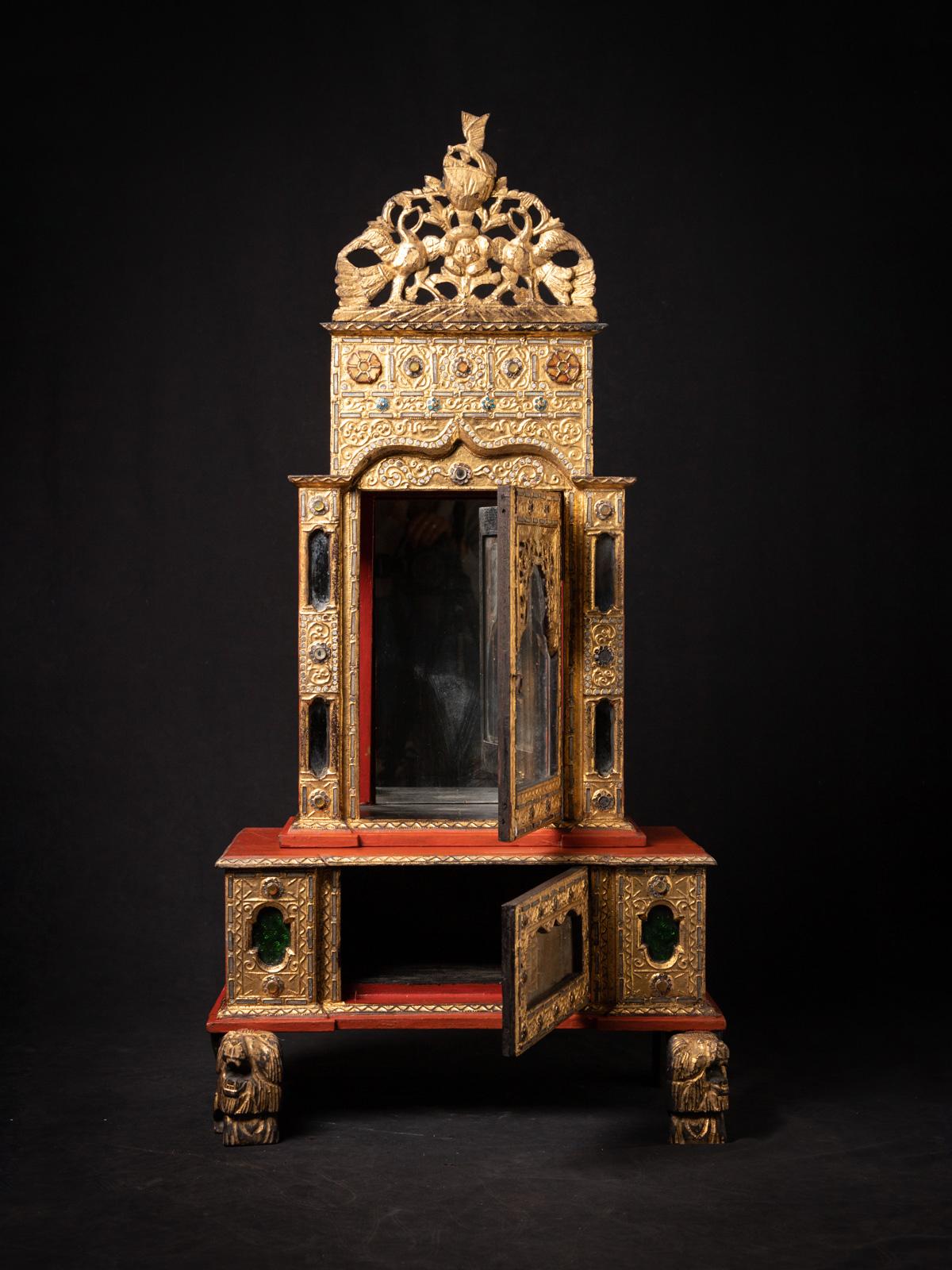 19th century antique wooden Burmese Buddha temple in Mandalay style For Sale 14