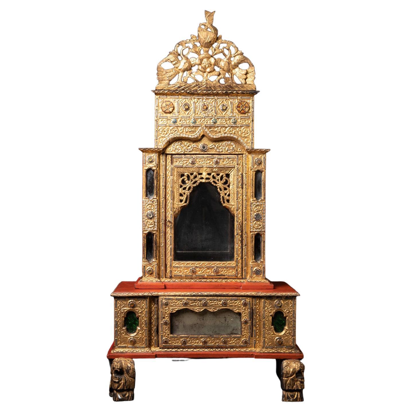 19th century antique wooden Burmese Buddha temple in Mandalay style For Sale