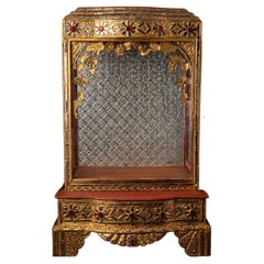 19th century antique wooden Burmese Buddha temple in Mandalay style