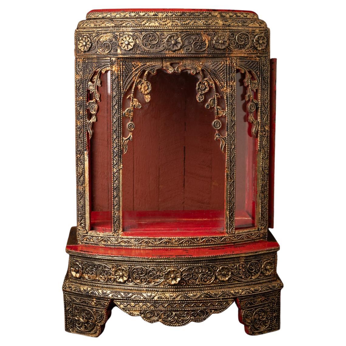 19th century antique wooden Burmese Buddha temple in Mandalay style For Sale