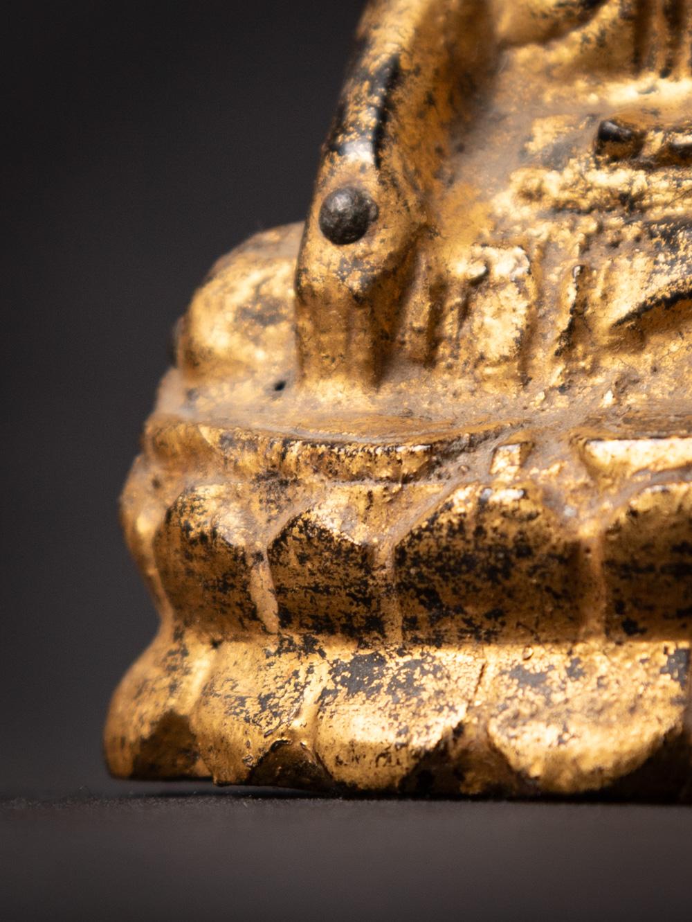 19th century Antique wooden Burmese Lotus Buddha statue in Bhumisparsha Mudra For Sale 13