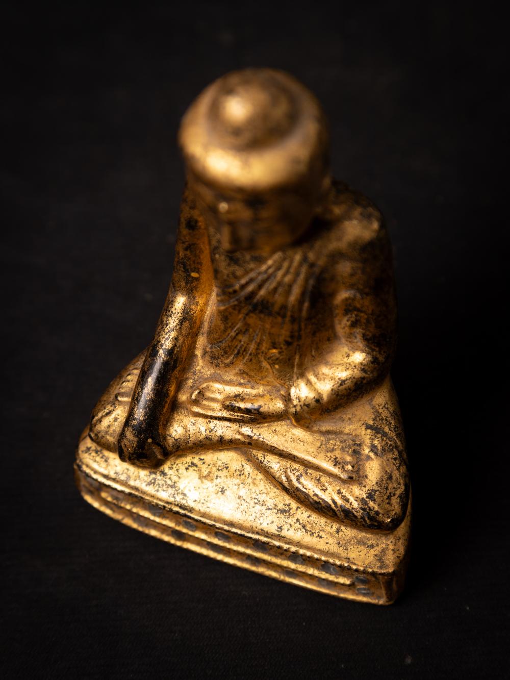 19th century Antique wooden Burmese Lotus Buddha statue in Bhumisparsha Mudra For Sale 14