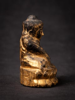 19th century Antique wooden Burmese Lotus Buddha statue in Bhumisparsha Mudra